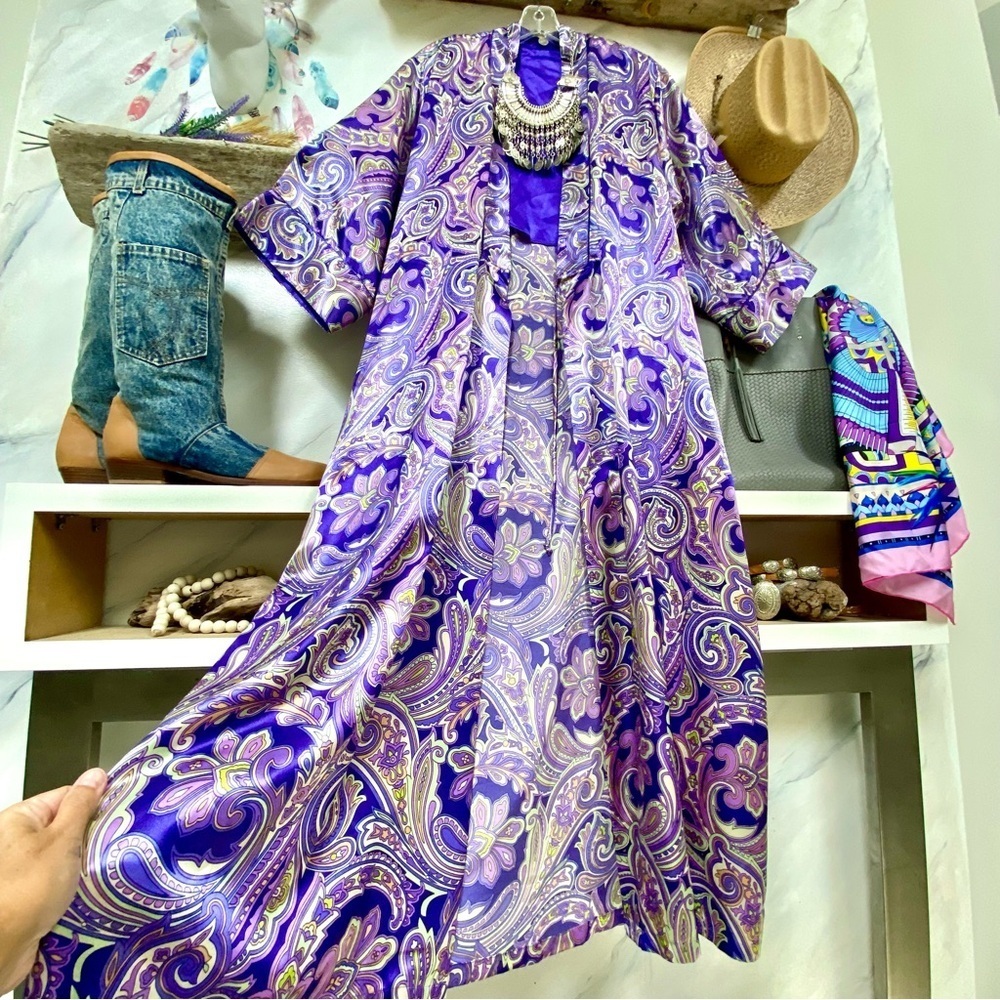 Enchanting Gypsy floral duster boho kimono / cover up resort vacay ready - Picture 3 of 9